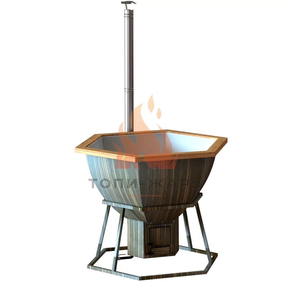 Банный чан и печь с водяным контуром 6 граней для 3-4 человек